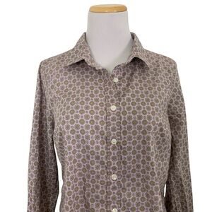 J Crew The Perfect Shirt Medallion Button Front Shirt M Cotton Pink Multi